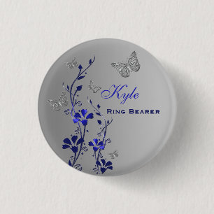 Blauer und silberner button