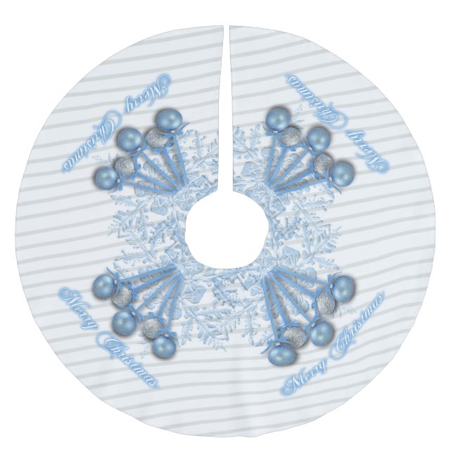 Blauer und silberner polyester weihnachtsbaumdecke (Vorderseite)