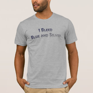 Blauer und silberner T - Shirt