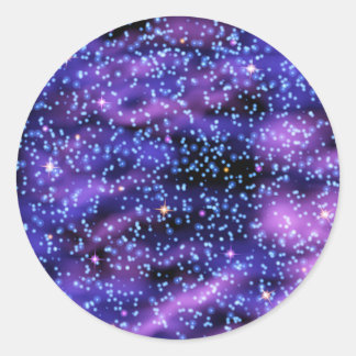 Blauer und violetter Galaxiehintergrund mit Licht Runder Aufkleber