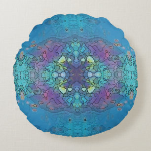 Blauer und violetter Ozeaneindruck Rundes Kissen