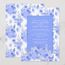 Blauer und weiße Blume Brautdusche Einladung