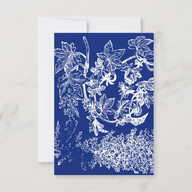Blauer und Weiße Flora Vielen Dank Dankeskarte (Vorderseite)