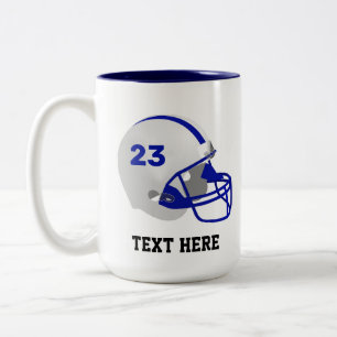 Blauer und weißer American-Football-Helm Zweifarbige Tasse