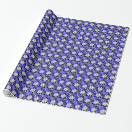 Blauer und weißer Anemone Blumenmuster Geschenkpapier