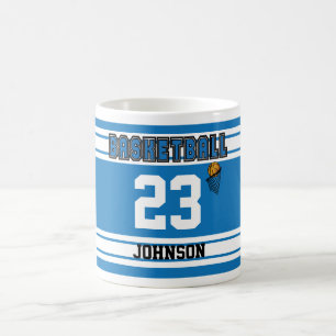 Blauer und weißer Basketball Jersey Kaffeetasse