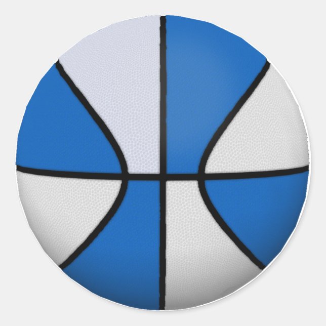 Blauer und weißer Basketball: Runder Aufkleber (Vorderseite)