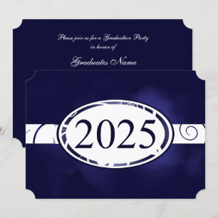 Blauer und weißer Blütenknopf 2025 Graduationspart Einladung