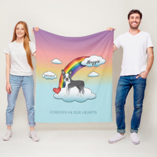 Blauer und weißer Boston Terrier Regenbogen-Denkma Fleecedecke