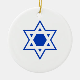 Blauer und weißer Davidstern Keramik Ornament
