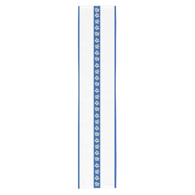 Blauer und weißer Edelweiss Kurzer Tischläufer (Vorderseite)