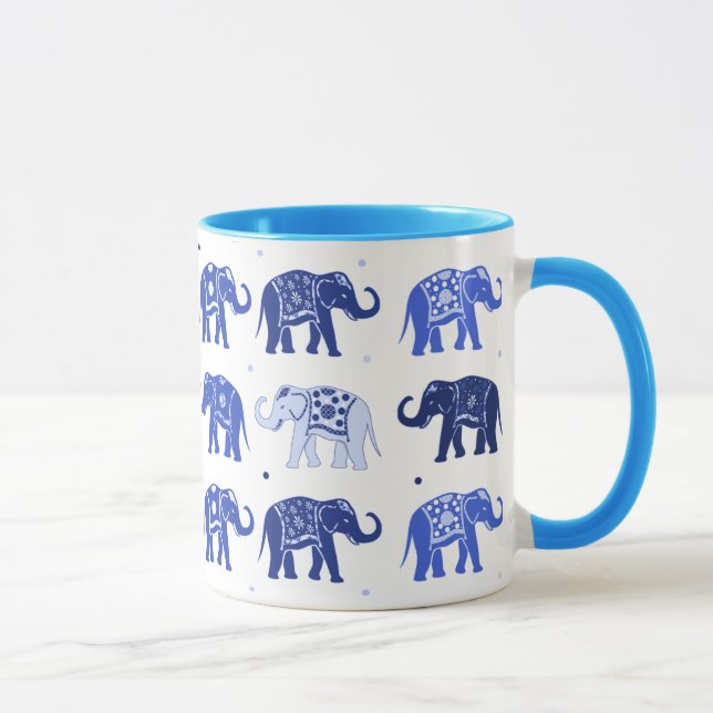 Blauer und weißer Elefant-Tasse Tasse (Rechts)