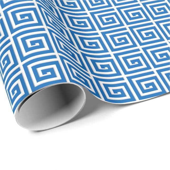 Blauer und weißer Emailblick des griechischen Geschenkpapier (Rolleneckpunkt)