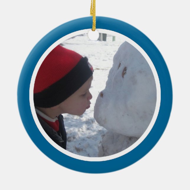 Blauer und weißer Foto-Rahmen - doppelseitig Keramik Ornament (Hinten)