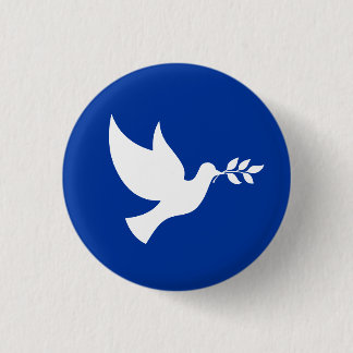 Blauer und weißer Friedensvogel Button