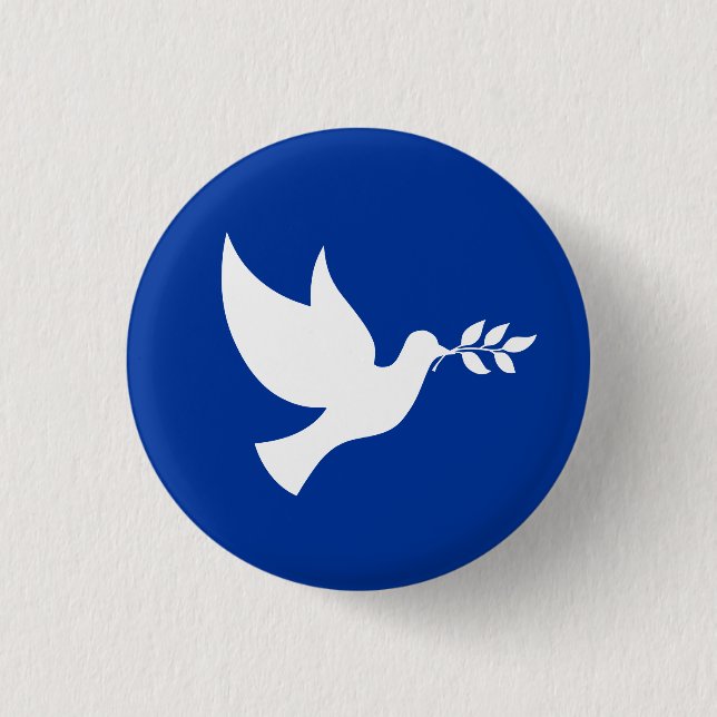 Blauer und weißer Friedensvogel Button (Vorderseite)