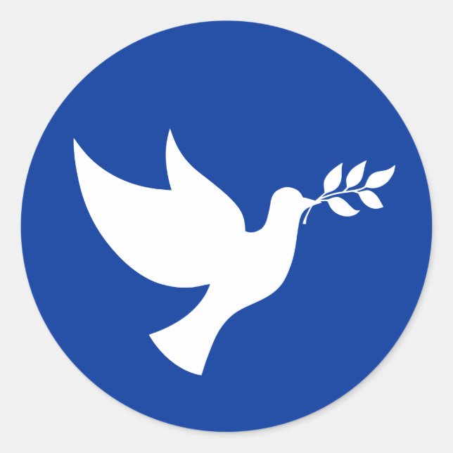 Blauer und weißer Friedensvogel Runder Aufkleber (Vorderseite)