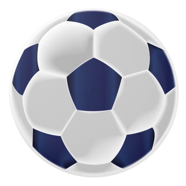 Blauer und weißer Fußball / Fußball Keramikknauf (Vorderseite)