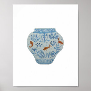 Blauer und weißer Ginger - Kunstdruck Poster