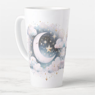 Blauer und weißer Halbmond, himmlisch, Boho modern Milchtasse