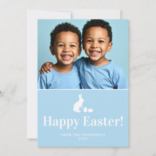 Blauer und weißer Hase mit individuellem Foto-Oste Karte