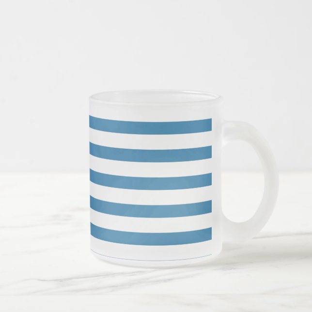 Blauer und weißer Horizontalstreifen Mattglastasse (Rechts)