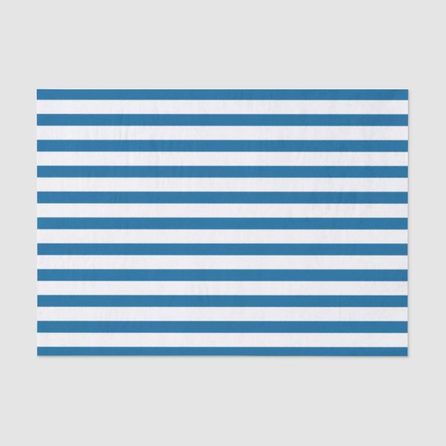 Blauer und weißer Horizontalstreifen Seidenpapier (Vorderseite)