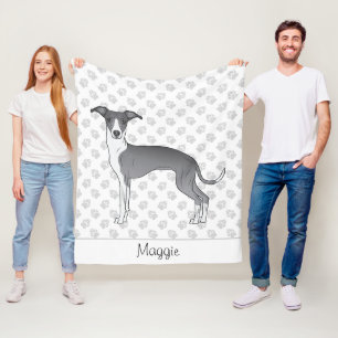 Blauer und weißer Italienischer Windhund mit indiv Fleecedecke