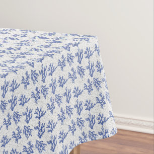Blauer und weißer Korallenschild Tischdecke