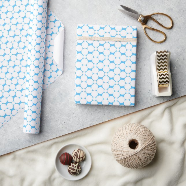 Blauer und weißer Kreis Babydusche Geschenkpapier (Kunsthandwerk)