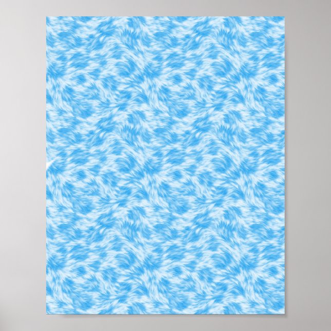 Blauer und weißer Kunstfell-Effekt Poster (Vorne)