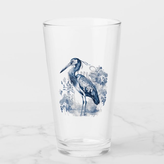 Blauer und weißer Kunstheld im Delft-Stil mit Blum Glas (Vorderseite)