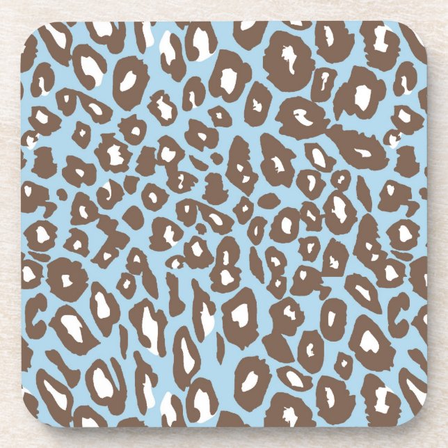 Blauer und weißer Leopard Getränkeuntersetzer (Vorderseite)