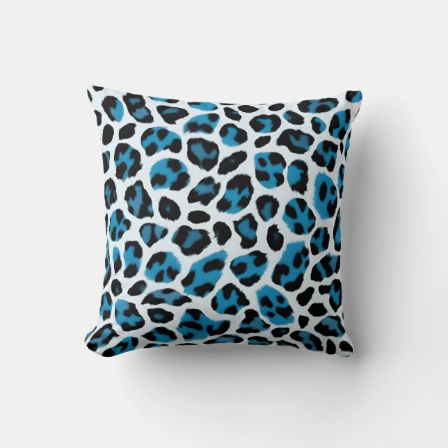 Blauer und weißer Leopard Kissen (Vorderseite)