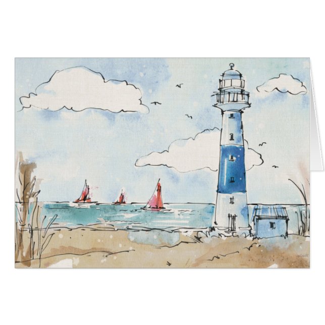 Blauer und weißer Leuchtturm (Vorderseite (Horizontal))