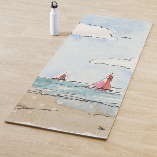 Blauer und weißer Leuchtturm Yogamatte (Beispiel)