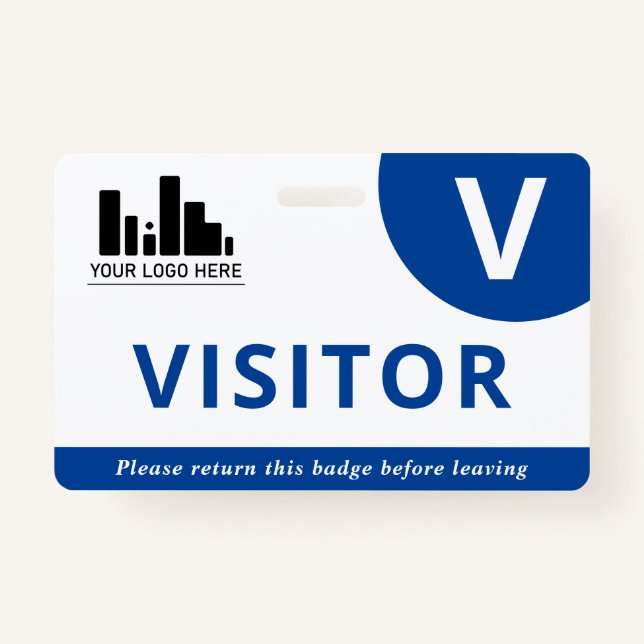 Blauer und weißer Logo-Besucher Ausweis (Vorderseite)