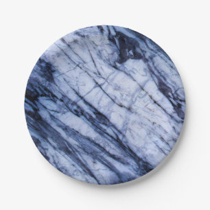 Blauer und Weißer Marmorstein Felsstrudel Modern C Pappteller