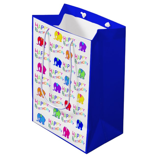 Blauer und weißer mittlere geschenktüte (Vorderseite Schrägansicht)