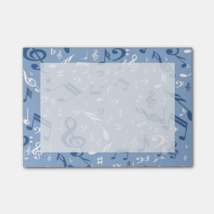 Blauer und weißer Musiknoten-gelegentliches Muste Post-it Klebezettel
