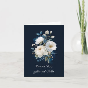 Blauer und weißer Painterly Floral Wedding Vielen Einladung