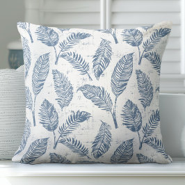 Blauer und weißer Palm Blätter Kissen Kissen