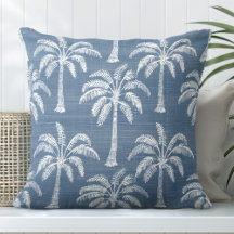 Blauer und weißer Palmbaum Kissen Kissen