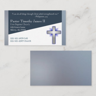 Blauer und weißer Pastor oder Deacon Cross Visitenkarte