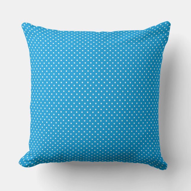 Blauer und weißer Polka-Dosenwirbel Kissen (Vorderseite)