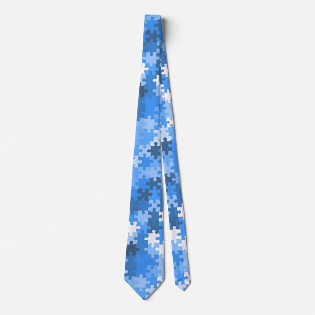 Blauer und weißer Puzzleteil Krawatte (Vorderseite)
