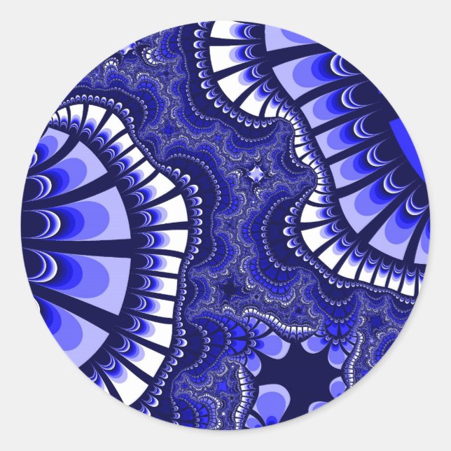 Blauer und weißer Remix Runder Aufkleber (Vorderseite)