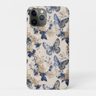 Blauer und weißer Schmetterling und Blumenmuster Case-Mate iPhone Hülle
