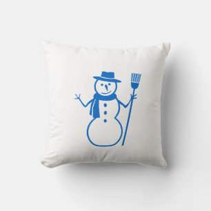 blauer und weißer Schneemann und HAPPY HOLLIDAY Kissen