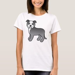 Blauer und weißer Staffordshire Bull Terrier Hund T-Shirt